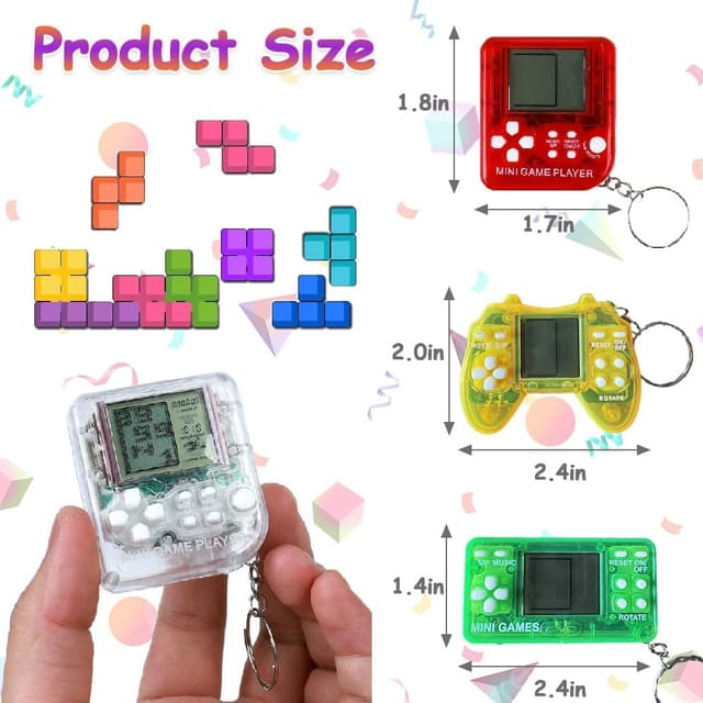 Detalle 2 de Hatende 18Pcs Video Game Party Favors for Kids — Mini Game Console Keychain Set