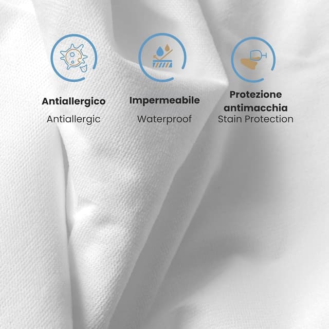 Detalle de Komfortec Coprimaterasso Impermeabile 90x200 cm bianco, Oeko-Tex, antiacaro e traspirante