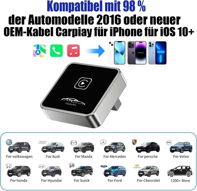Thumbnail 6 de JUSTSTONE Mini adaptateur CarPlay sans fil — clé CarPlay 2026, Plug & Play USB-C/USB-A pour iPhone