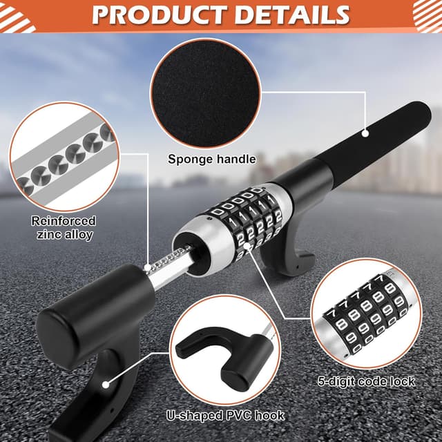 Detalle 2 de Tevlaphee Steering Wheel Lock 5-digit keyless ๐