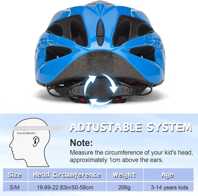 Detalle 2 de DmTown Kinder-Fahrradhelm verstellbar 50–58 cm für Jungen & Mädchen (3–14 Jahre)