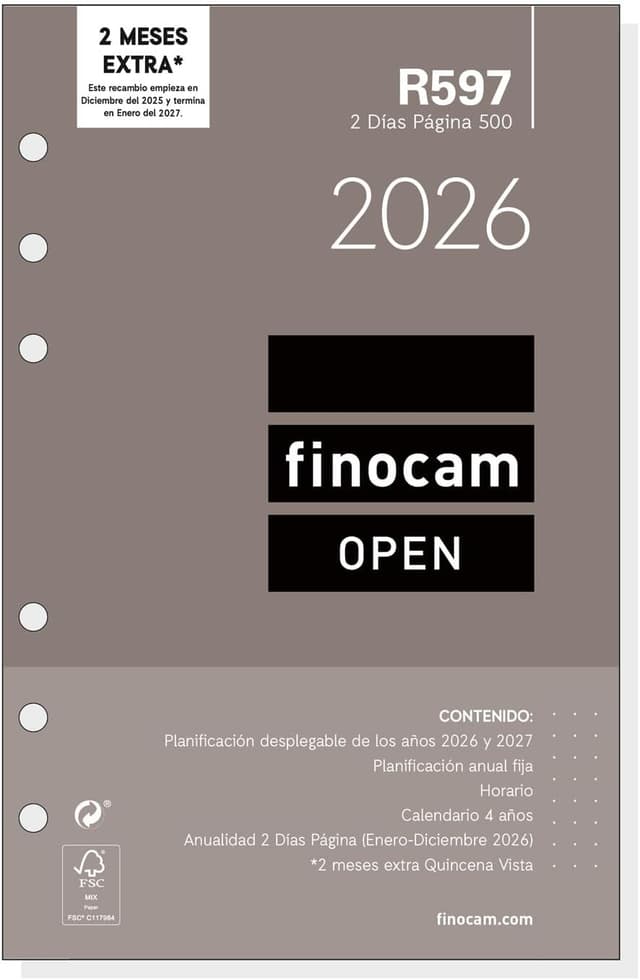 Thumbnail 6 de Finocam Recambio agenda Open 2026 Semana Vista