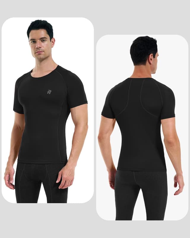 Detalle 2 de Runhit Men’s Compression Short Sleeve Shirt (1/3 Pack) Quick-Dry Base Layer