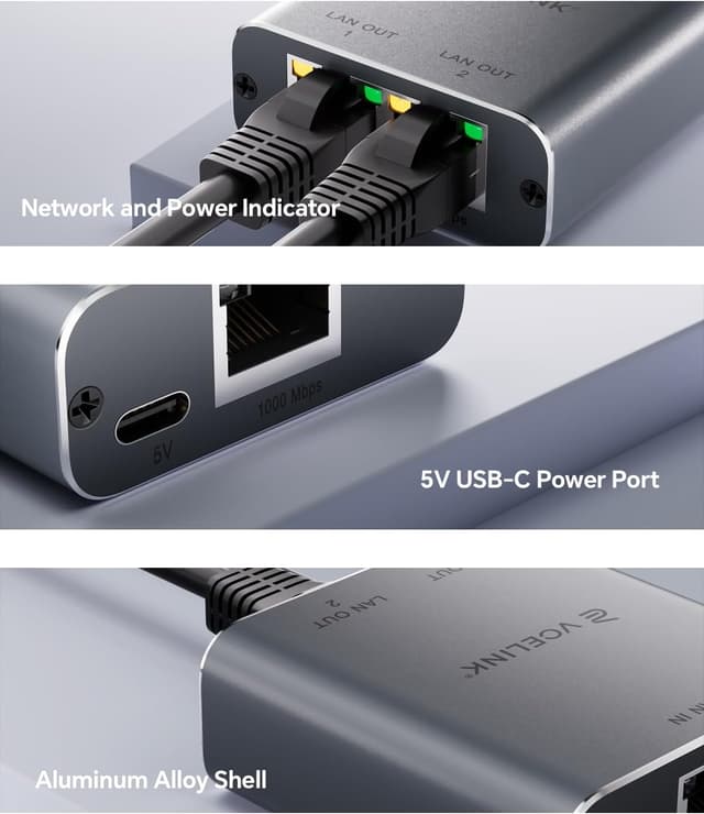 Thumbnail 4 de VCELINK Ethernet Splitter 1000Mbps 1 to 2