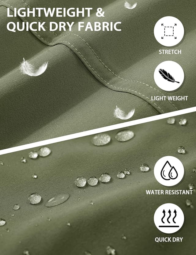 Detalle de TACVASEN Men’s Hiking Trousers – Quick-dry, Lightweight Walk/Run Trousers with Zip Pockets