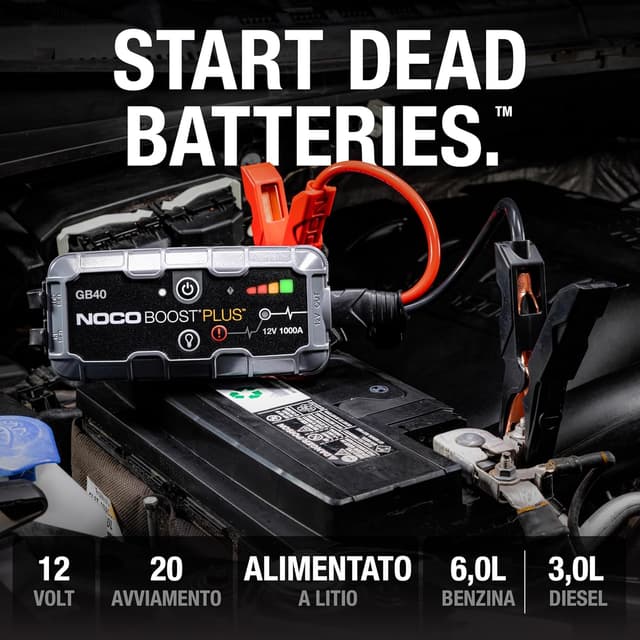 Detalle de NOCO Boost GB40 avviatore di emergenza UltraSafe 1000A (12V) con power bank e torcia LED