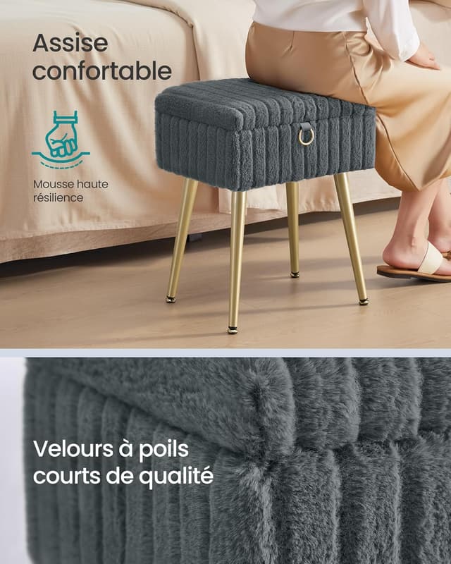 Thumbnail 3 de SONGMICS Tabouret de Coiffeuse LOM505GZ02 Gris