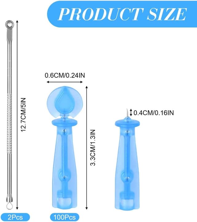 Detalle de LOPHE Extracteur de points noirs avec 100 aiguilles jetables et 2 outils 2-en-1