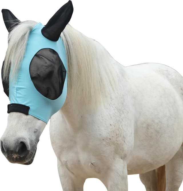 Detalle de Leberna Horse Fly Mask with Ears (UV Protection) – Lake Blue, Full