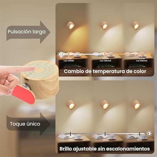 Detalle 1 de Coollamp Aplique de pared 360° con 3 modos