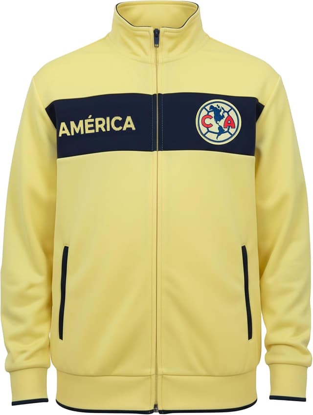 Detalle de Icon Sports Officially Licensed Club América Track Jacket for Kids (Unisex) — Polyester Zip-Up