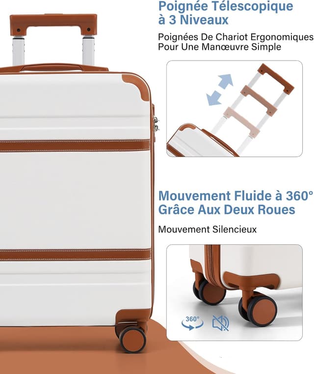 Detalle de COOLIFE Valise cabine rigide 55 x 35 x 20 cm avec serrure TSA et 4 roulettes jumelées