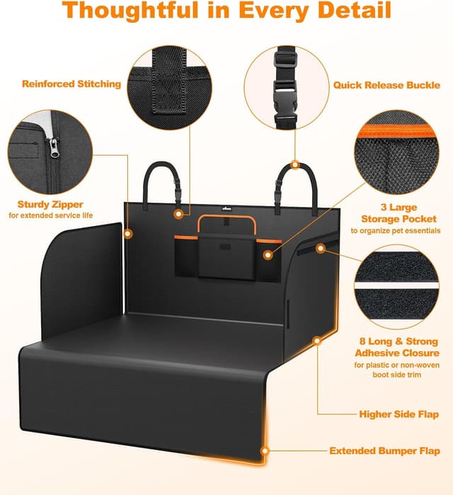 Detalle de UPAWPIA Waterproof Car Boot Liner for Dogs (185 x 115 x 48cm) with Side Bumper Protection
