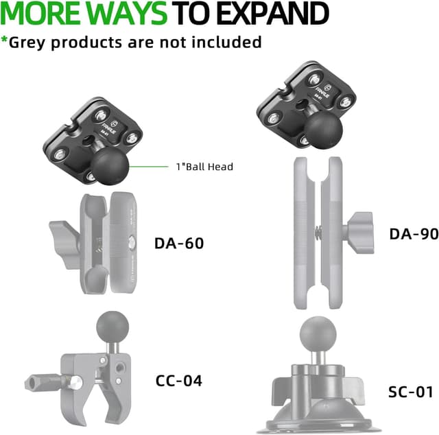 Detalle de FANAUE Aluminum Phone Holder with 1" Ball Head Adapter (RAM size B, SA-01) for motorcycles & bikes