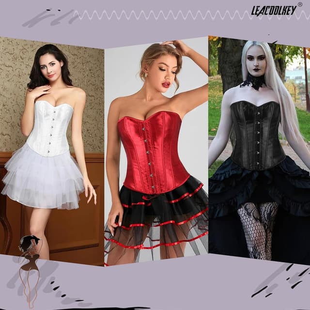 Detalle 2 de LEACOOLKEY Korsett-Top für Damen mit 12 Stäben