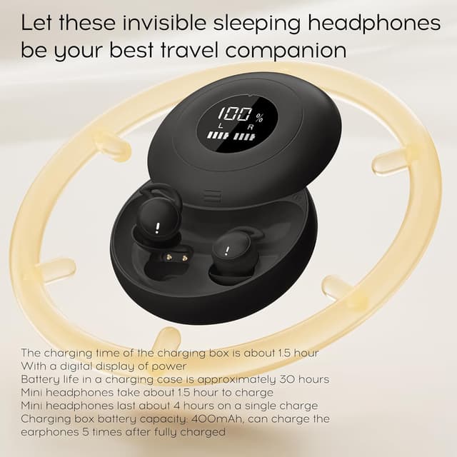 Detalle de sunvito Cuffie da sonno mini Bluetooth 6.0 in silicone liquido (nero)