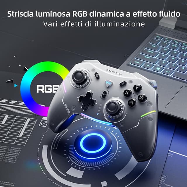 Detalle de Machenike G5PRO Wireless Controller RGB con Hall Effect, 6 assi e 4 tasti posteriori programmabili