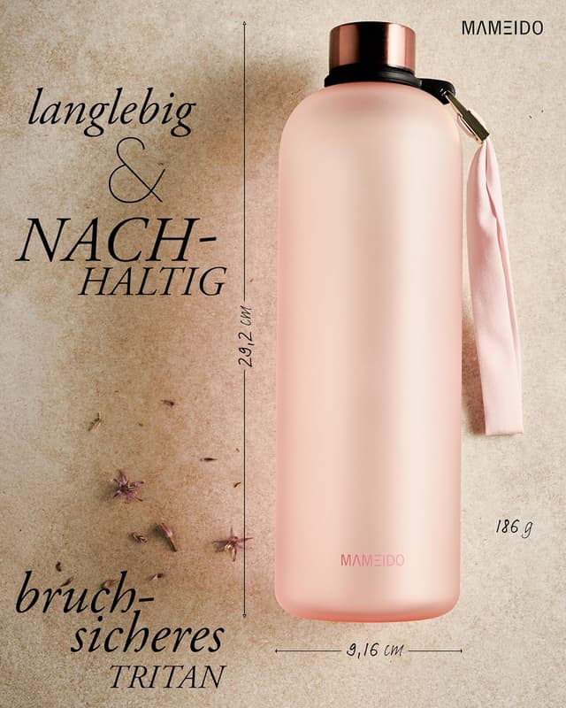 Detalle 1 de MAMEIDO Trinkflasche 1,5 l mit Zeitmarkierung