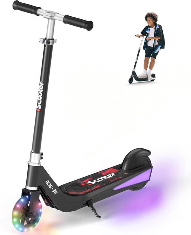 Detalle de iScooter Elektroroller für Kinder (6–12 Jahre) – 5/10/15/16 km/h, 3-fach höhenverstellbar, 150 W, bis 5–7 km Reichweite