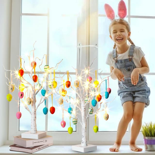 Detalle 2 de Eambrite Easter egg tree set of 2, 24 LEDs