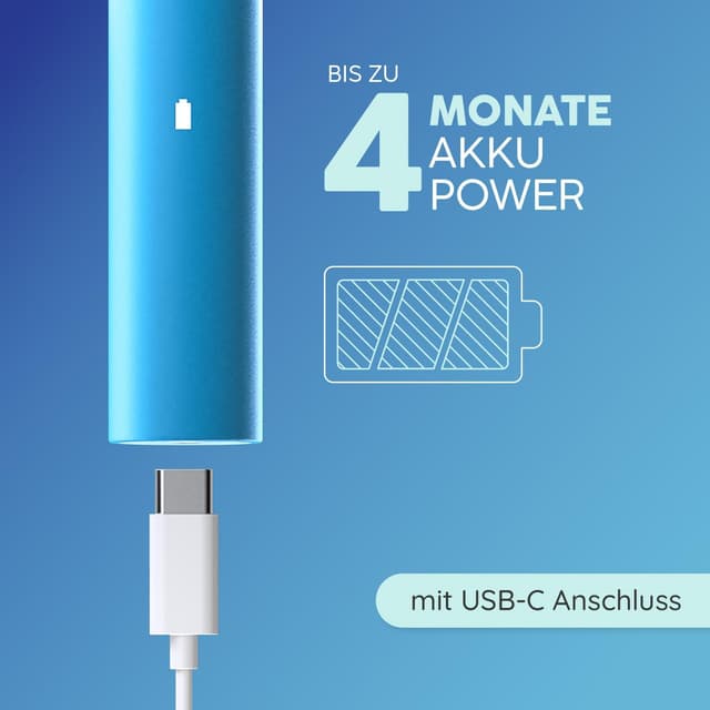 Detalle de happybrush® Elektrische Zahnbürste für Kinder „Die Höhle der Löwen“ – mit 4 Aufsteckbürsten und 4-Wochen-Akku