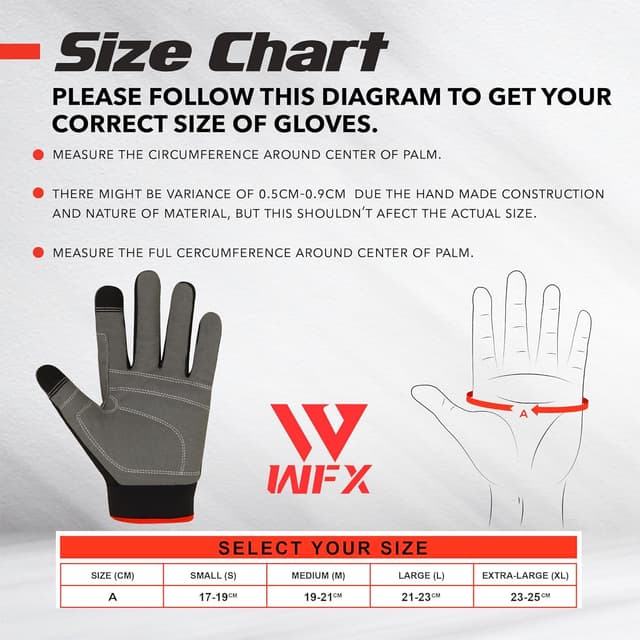 Detalle 2 de WFX Men’s Utility Work Gloves with Touchscreen & Padded Knuckles (L, Red)