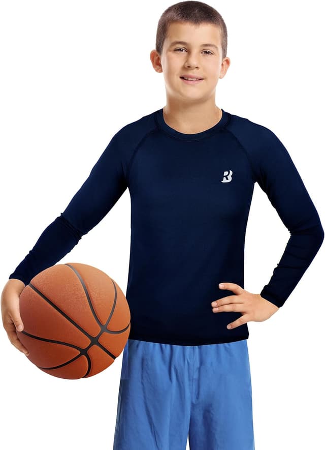 Detalle 2 de Roadbox Kompressionsshirts für Jungen (1–2er Pack) – Sport-Unterziehshirt lang & kurz für Atmungsaktivität