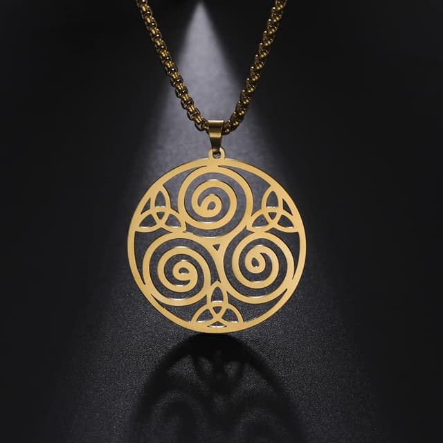 Detalle de VASSAGO Keltische Spiralknoten-Halskette mit Triskele-Anhänger (Edelstahl)