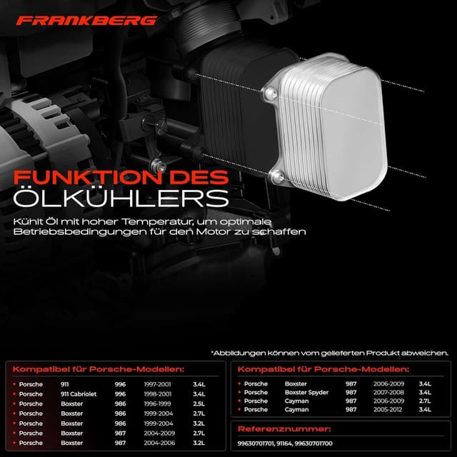 Detalle de Frankberg Ölkühler Motoröl kompatibel für Porsche 911/911 Cabriolet (996/987) – 99630701701