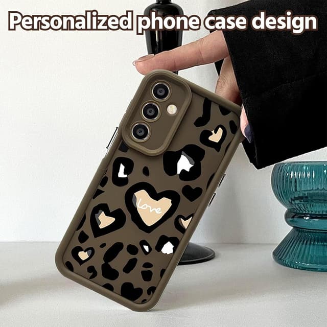 Detalle de YANJIEER ESONG Süße Leopardenmuster Handyhülle mit Herz-Design für Huawei P40 Lite / Nova 6SE / Nova 7i (Ultradünn, Silikon-TPU)