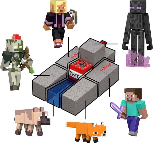 Thumbnail 4 de Minecraft Steve Pietra Rossa, action figure 8,2 cm