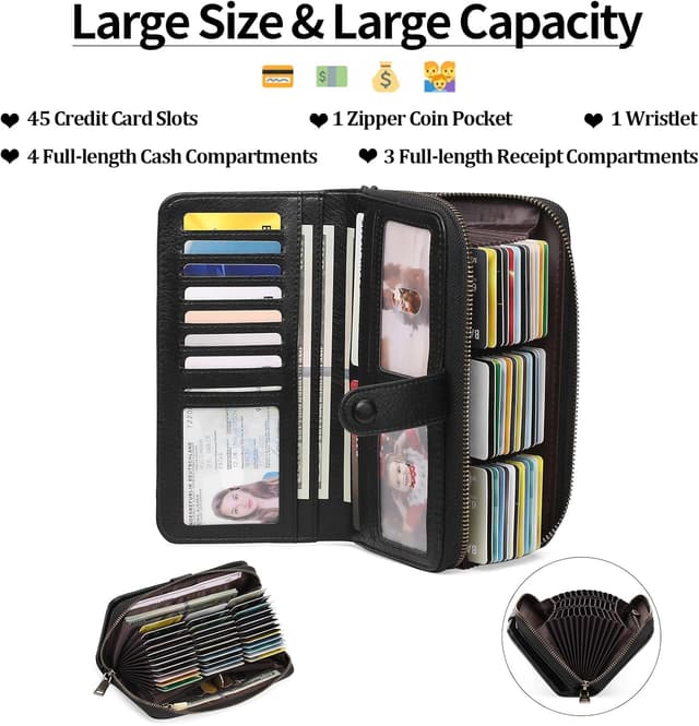 Detalle de GAEKEAO RFID card holder wallet with 45 slots