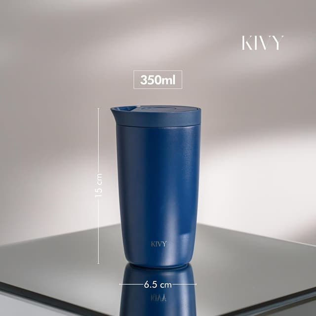 Detalle de KIVY Thermobecher 350 ml – isolierter Edelstahl-Reisebecher für Heiß & Kalt (6 h heiß / 24 h kalt)