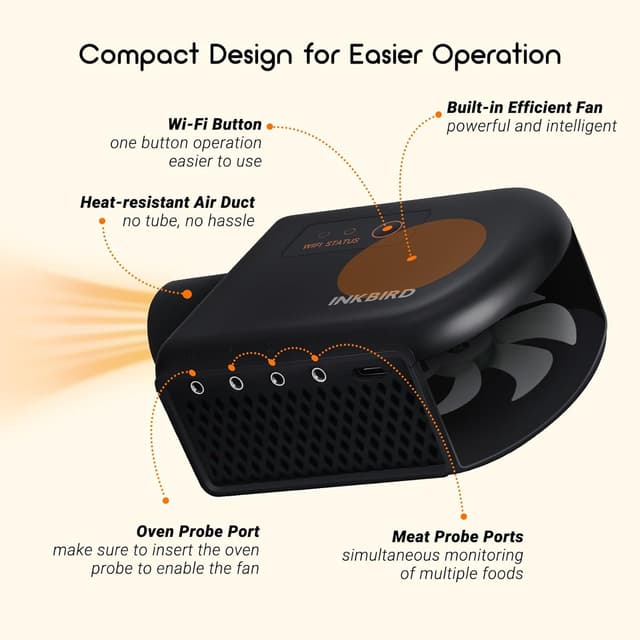 Thumbnail 6 de Inkbird Grillgebläse Bluetooth 5.1 & Wi‑Fi 2,4 GHz mit Smoker-Thermometer und 4 Sonden