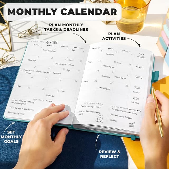 Detalle 2 de Clever Fox Planner Premium A5 (Aquamarine) – Undated weekly & monthly organiser with vegan leather cover