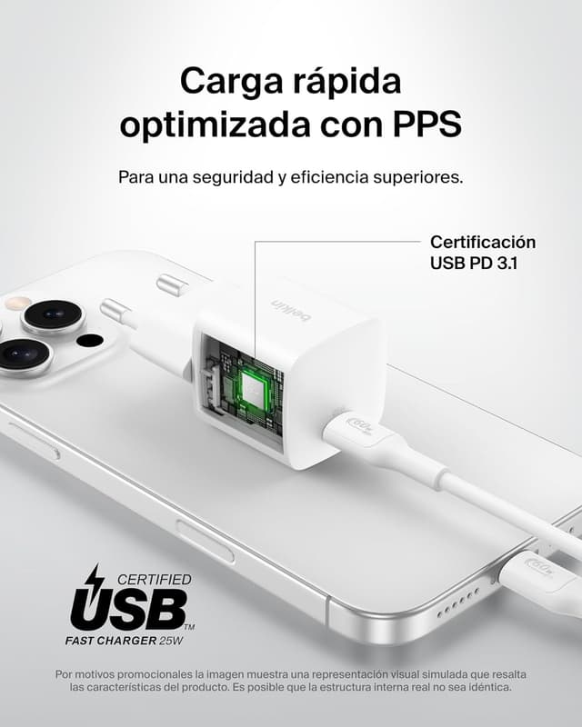 Detalle 2 de Belkin Cargador USB-C 25W PD PPS