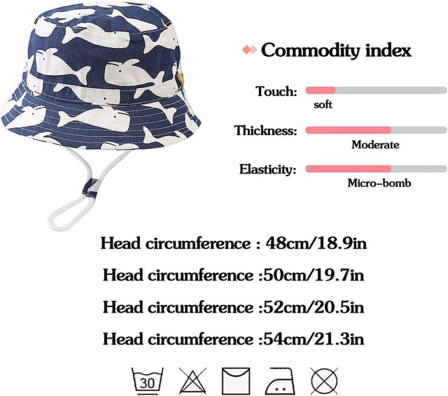 Detalle de Malaxlx kids bucket sun hat (50+ UPF) with adjustable chin strap and cute cartoon print