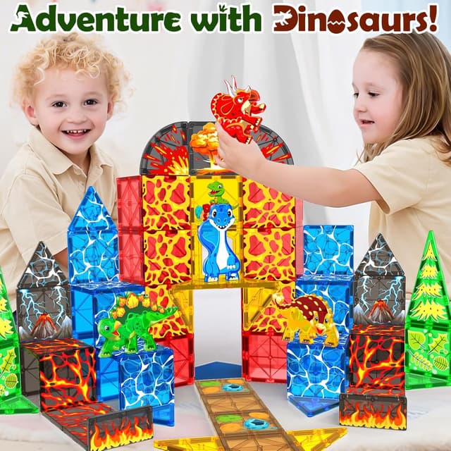 Thumbnail 4 de DINO-LAVA World Magnetic Tiles 48PCS