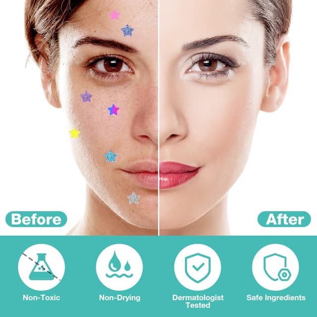 Detalle de BUTBU 400 Stück sternförmige Hydrocolloid-Pimple-Patches (Tag & Nacht, 2-in-1) mit Teebaumöl & Centella