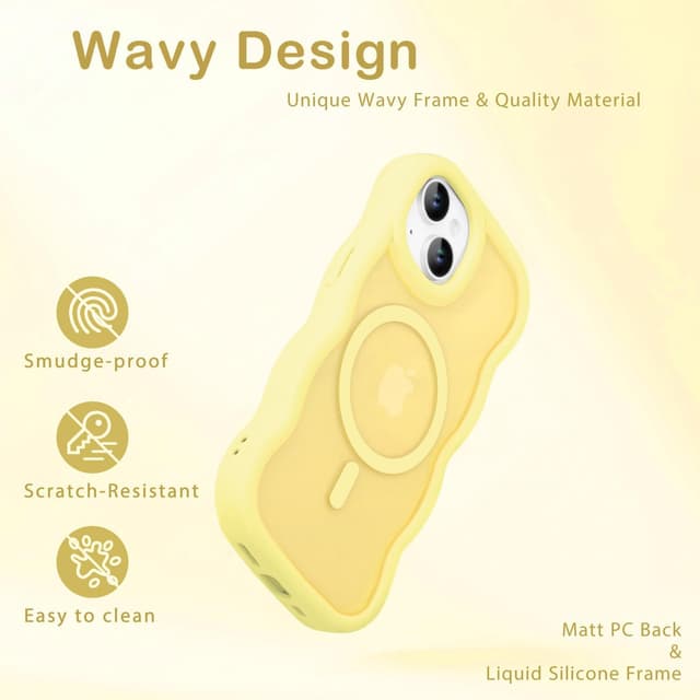 Detalle de Amzfield Magnetic Case for iPhone 15 Plus / 14 Plus (MagSafe Compatible) – Butter Yellow