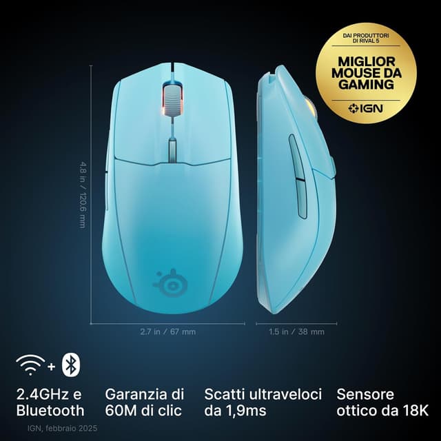 Detalle 2 de SteelSeries Rival 3 Wireless Gen 2 gaming 1,9 ms