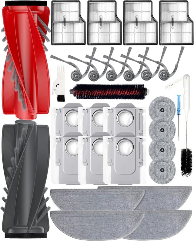 Detalle de Yivy kit d’accessoires pour Roborock SAROS 10 / G30 (lot de 30) : brosses, filtres, serpillières et sacs