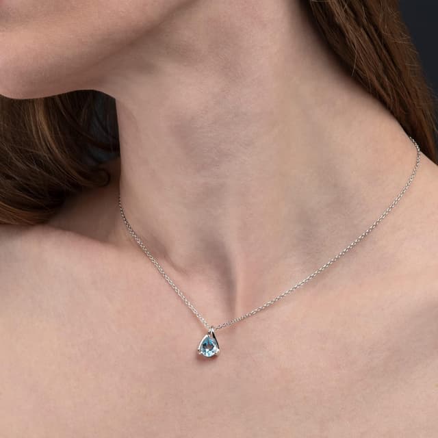 Detalle de Collana namana in Argento Sterling 925 con ciondolo in topazio azzurro naturale a goccia
