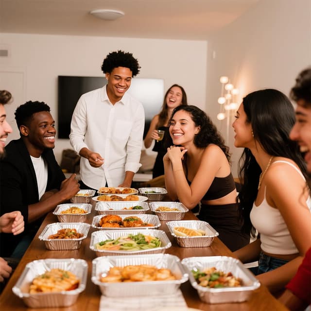 Detalle de MAXTBEE 9x13 Aluminum Foil Pans with Lid (10-Pack) — Heavy-Duty Disposable Tin Trays