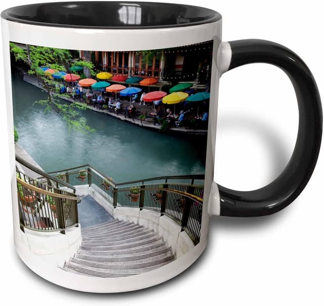 Detalle de 3dRose Adam Jones River Walk & San Antonio River 11oz Two-Tone Black Mug (US44 AJE0039)