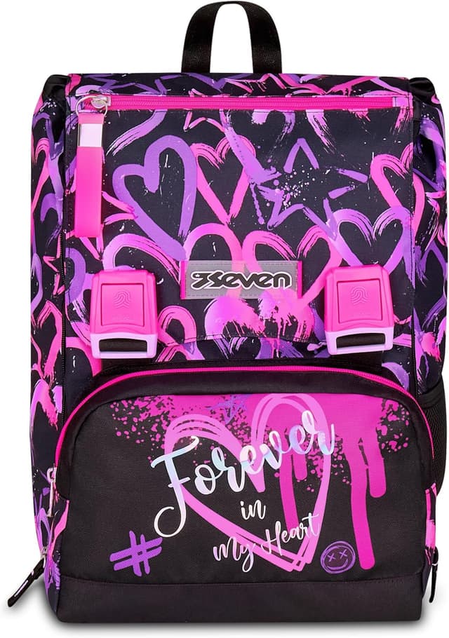Detalle de Seven Zaino doppio scomparto estensibile Rosa con maxi capienza e schienale preformato