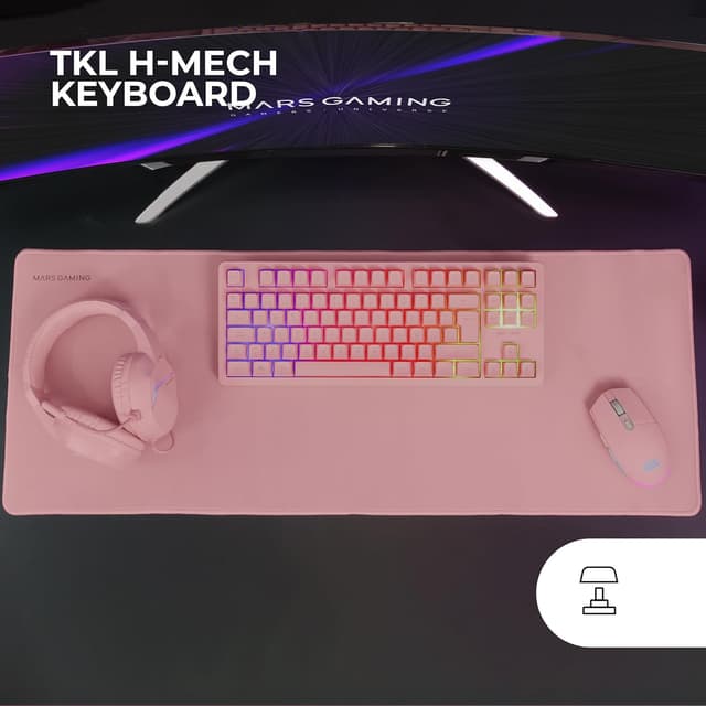 Detalle 2 de MARSGAMING MCP-RGB3 Gaming-Set (RGB-Tastatur, RGB-Maus 3200 DPI, Over-Ear-Headset, XXL-Mousepad) Pink