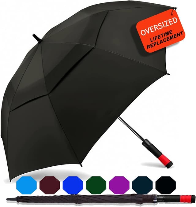 Detalle de SIEPASA Automatic Open Golf Umbrella (Extra Large, Double Canopy, Windproof & Waterproof)