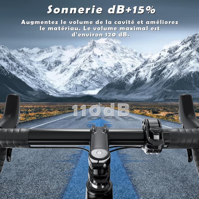 Detalle 2 de Mini sonnette de vélo sonore 100–110 dB, clochette forte étanche pour guidon 22–31,8 mm