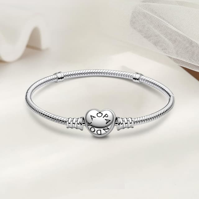 Detalle de Ruaidhra Sterling Silber 925 Armband für Damen mit Herzverschluss – für dein Charms-Storytelling